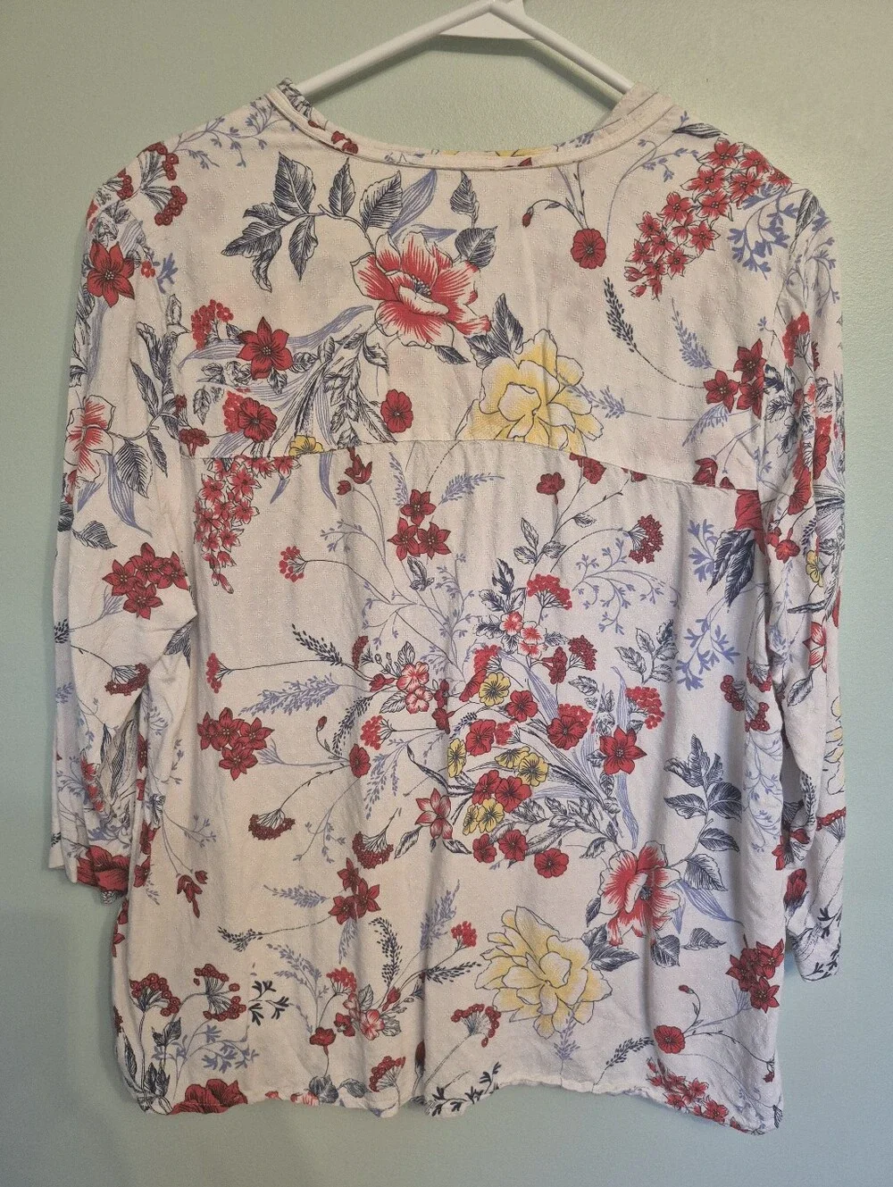 Marks & Spenser Women's Boho Peasant Cream Floral V-Neck Tie Blouse Size Large - Picture 8 of 8
